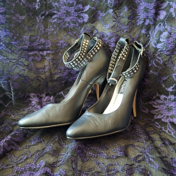 Pleaser Strappy Leather Pumps High Heel Shoes Office - Picture 2 of 8